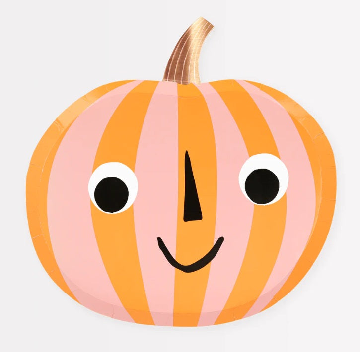 Meri Meri Pink & Orange Stripy Pumpkin Plates