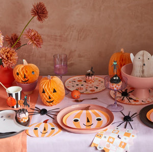 Meri Meri Pink & Orange Stripy Pumpkin Plates