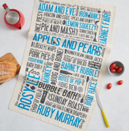 Victoria Eggs Tea Towel "Cockney Rhyming Slang"